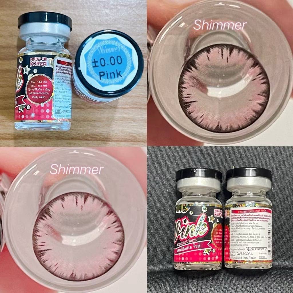 Shimmer Pink บิ๊กอาย Bigeyes สีชมพู Wink Wow Contact lens คอนแทคเลนส์ ตาโต เน้นขอบดำ ตาหวาน Chimmer