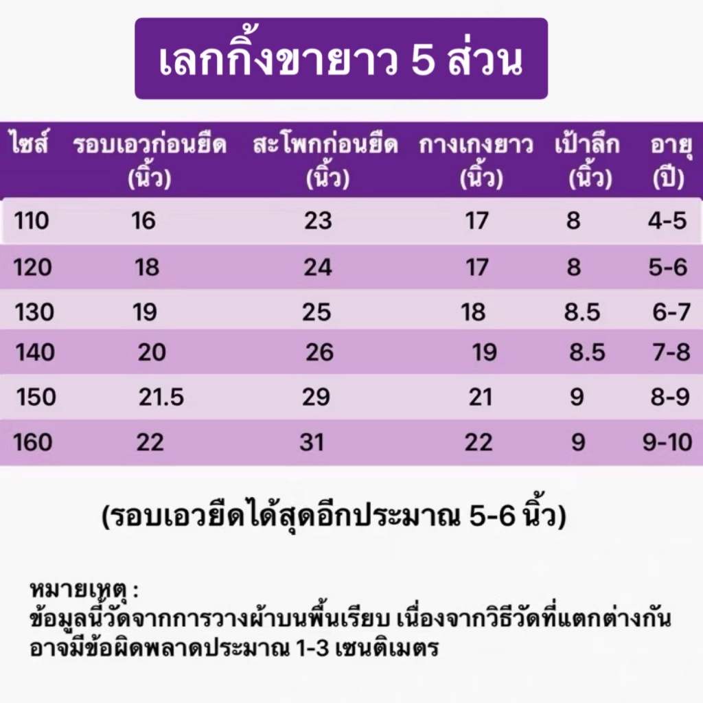 กางเกงเด็กขายาวทรงกระบอก 5 ส่วน และขายาว 7 ส่วน ผ้ายืด ใส่ได้ทั้งเด็กผู้หญิงและเด็กผู้ชาย ผ้าไม่บาง ไซส์ 110-160 ราคา ถูกที่สุด ดีลบีเคเค แกลเลอรีภาพที่ 8