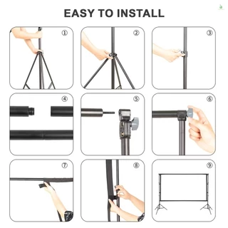 Projector Screen โปรเจคเตอร์หน้าจอ สีเทา น้ําหนักเบา พร้อมขาตั้ง 100 120 150 นิ้ว 16:9 2026 สําหรับดูหนังในร่ม กลางแจ้ง
