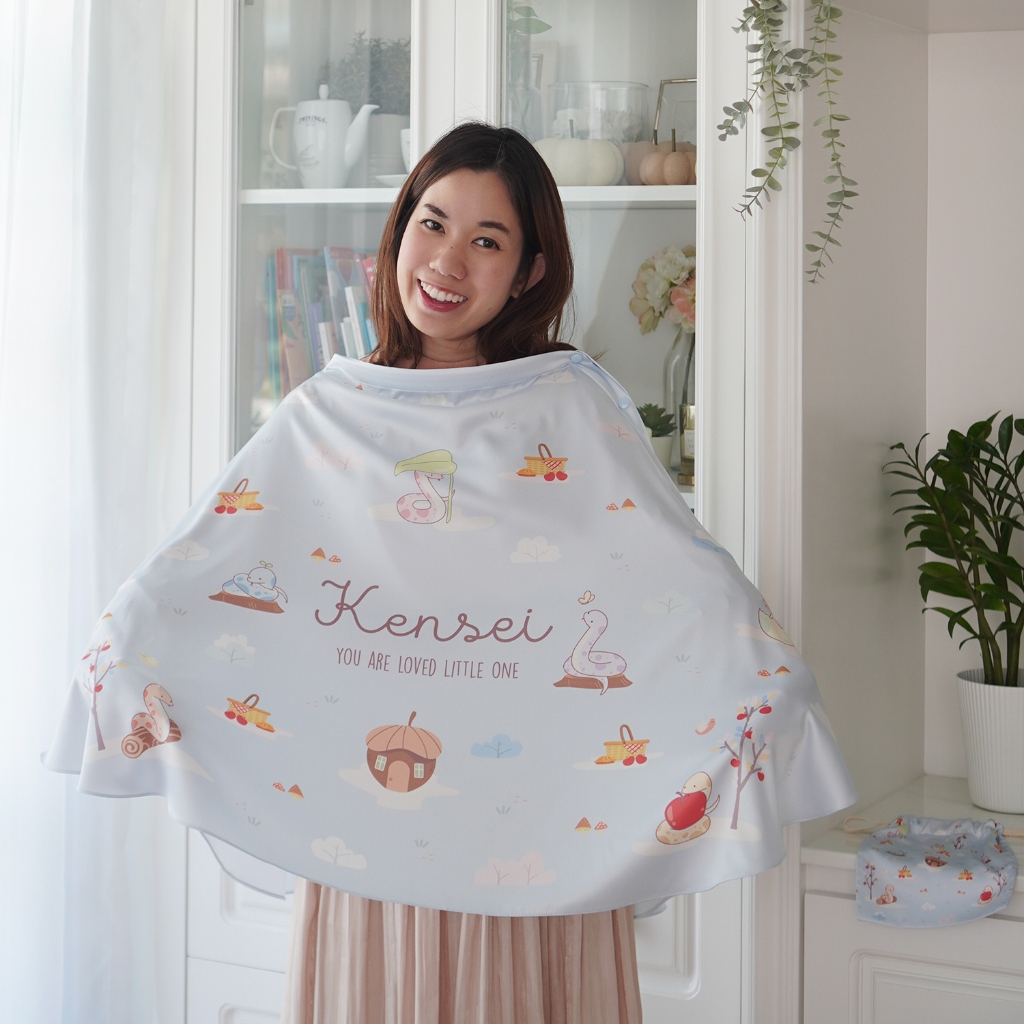 (Pre-order) ผ้าคลุมให้นม รุ่น 3in1 (รุ่นมีกระดุม ถอดโครงได้) แบบสั่งทำใส่ชื่อ + แถมกล่องของขวัญสุดพรีเมี่ยม
