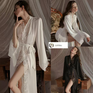 (ราคาถูกที่สุด)ชุดนอน， เสื้อคลุมอาบน้ําสวย， ลูกไม้เซ็กซี่， ส…