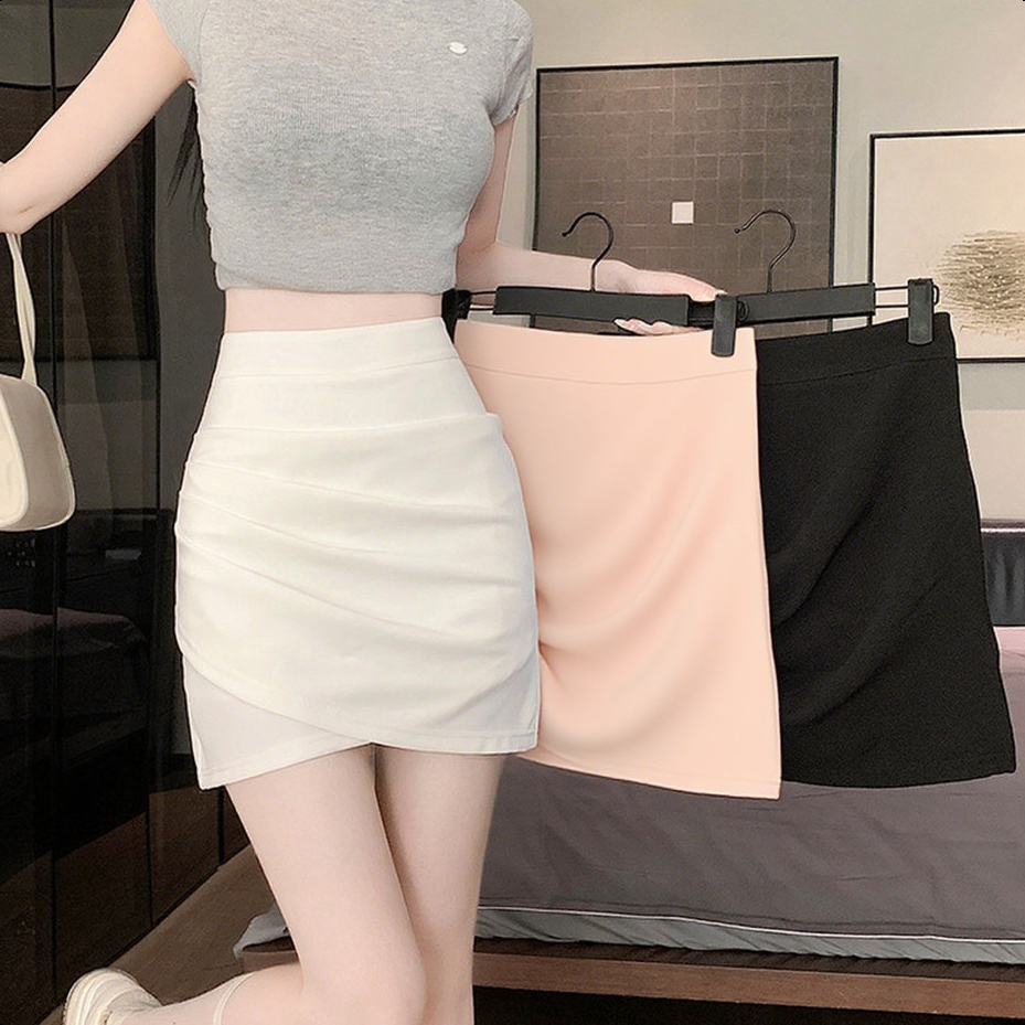 S-6XL กระโปรงสั้นเอวสูงทรงเข้ารูป กระโปรงทรงเอเอวสูงทรงเข้ารูปเซ็กซี่สำหรับผู้หญิง