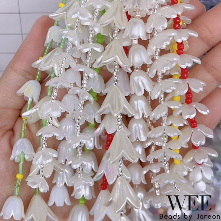 Weebeads ลูกปัดดอกไม้ สีมุกno.128 & มุกรุ้งno.079 กระปุก 20g. ถุง 225g. พร้อมส่ง