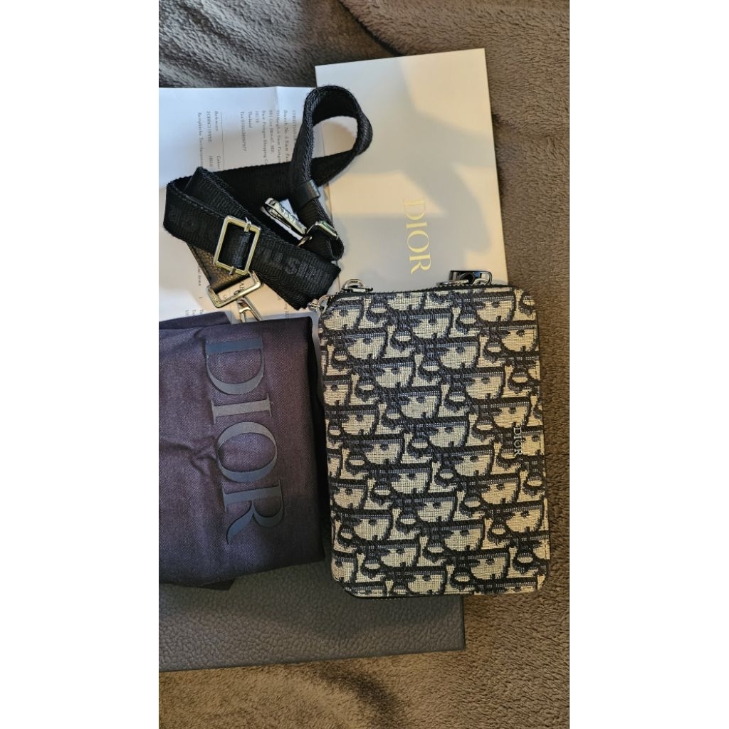 dior zipped pouch with strap