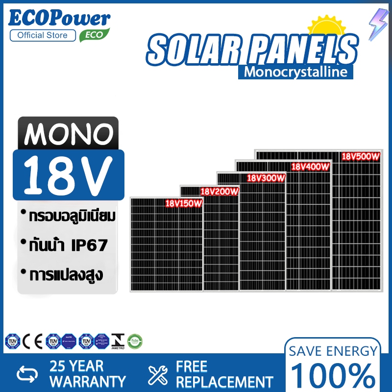 แผงโซล่าเซลล์ Solar cell 18Vsolar panel แผงโซล่า แผ่นโซล่าเซลล์ สำหรับชาร์จแบตเตอรี่ พลังงานแสงอาทิต