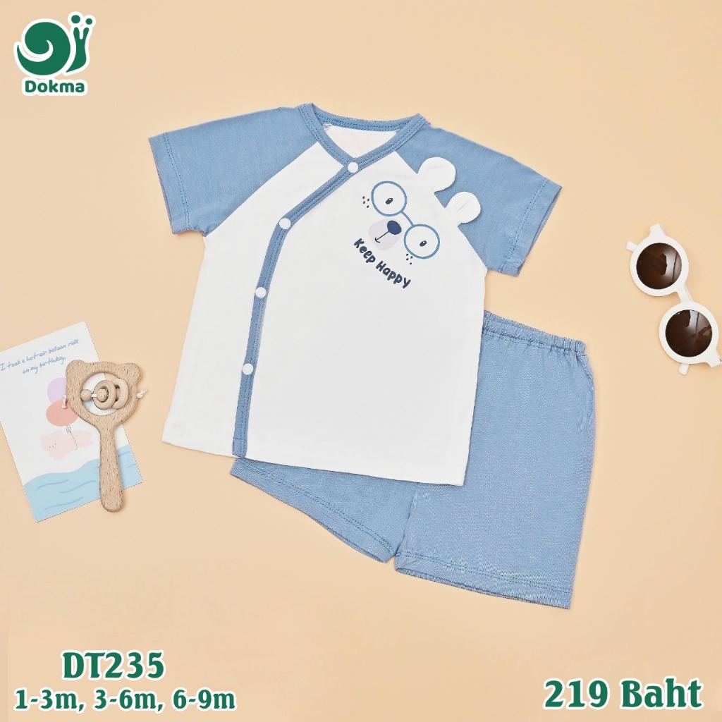 Dokma (4.5-9kg) ชุดเสื้อกระดุมป้ายแขนสั้น แขนยาว เด็กชาย เด็กหญิง ผ้าเรยอน DT235_ DT344 Baby Short Sleeve Clothes (1-9M)