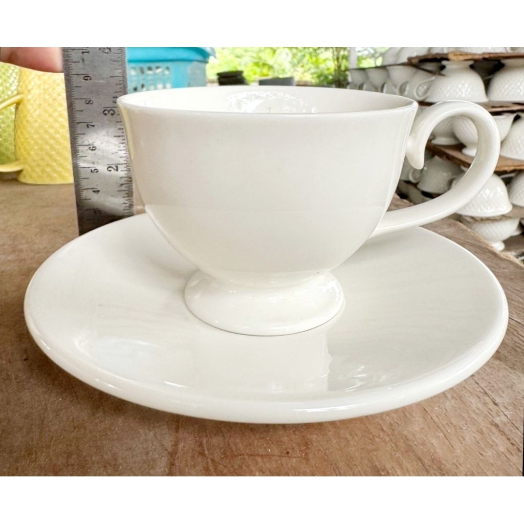 ชุดถ้วยกาแฟเซรามิคทรงยุโรปเนื้อเซรามิคส่งออกเกรด A ขนาด 8  ออนซ์(สีครีม),(สีขาว)#สินค้าใช้เวลาจัดส่ง 3 วัน#