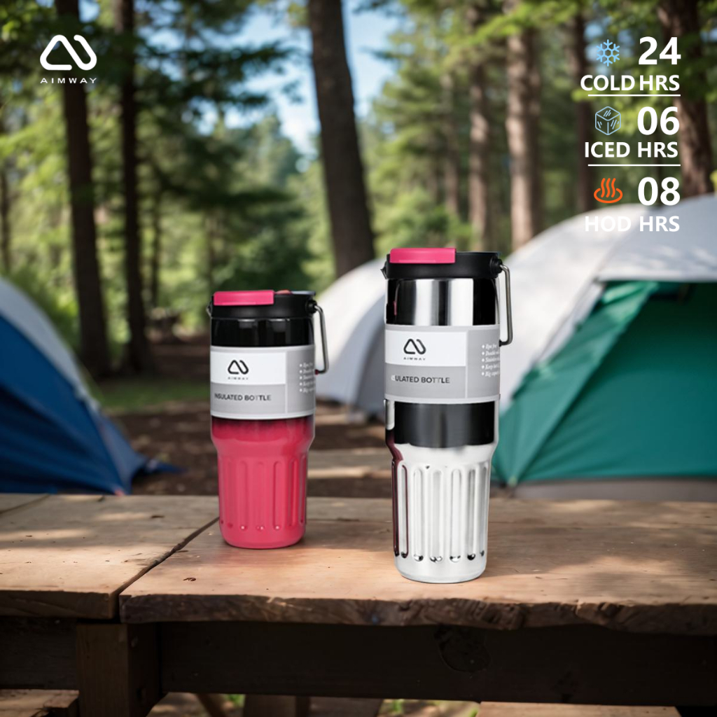 Aimway Water Bottle แก้วน้ำเก็บความเย็น แก้วสแตนเลสพร้อมหูจับ รุ่นสองหัว ขนาด 600/800/1000 มล.