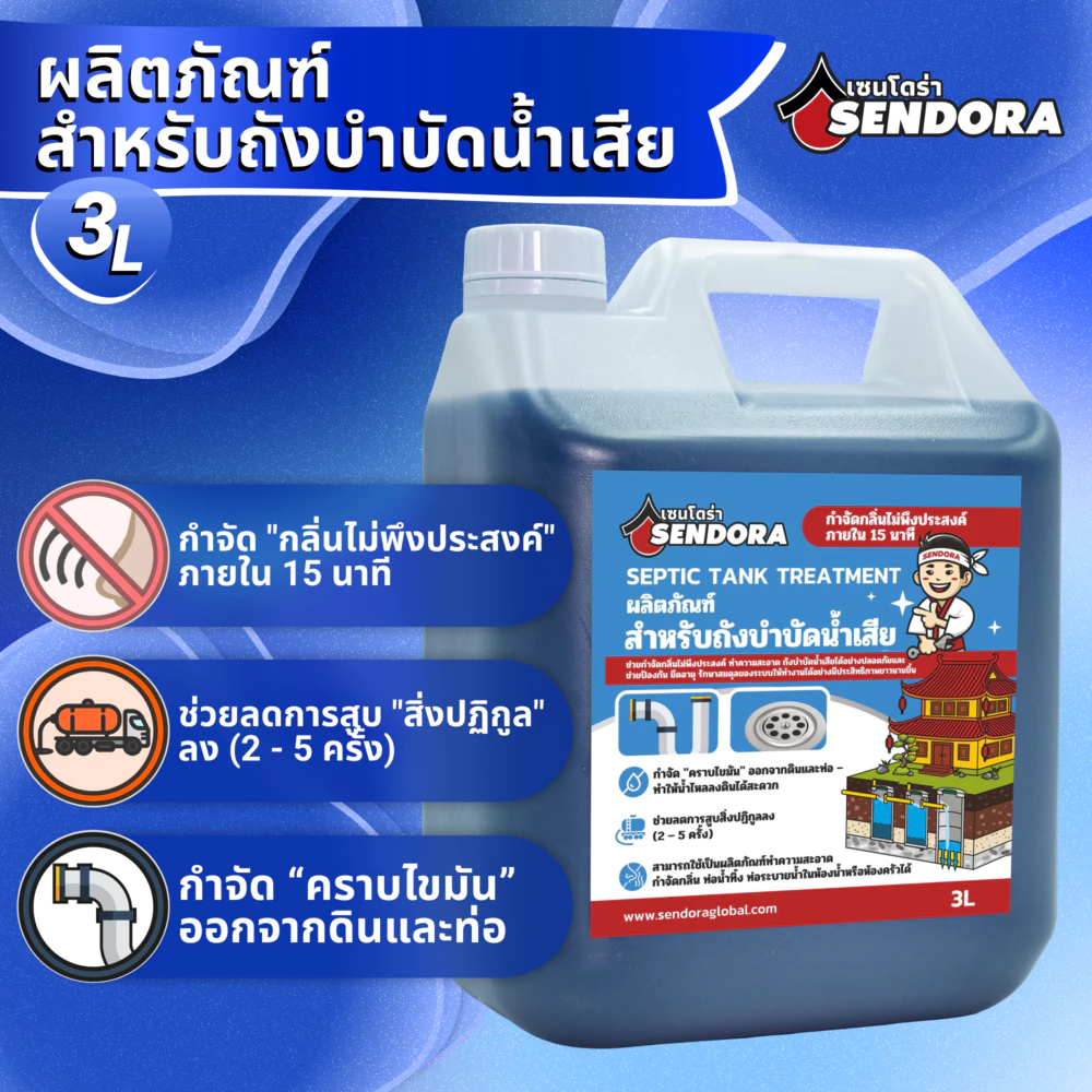 จุลินทรีย์กำจัดกลิ่น ของเสีย ย่อยสลายไขมัน แบคทีเรียส้วม ท่อตัน น้ำเน่าเสีย ย่อยกากของเสีย ส้วมเต็ม น้ำไหลลงช้า 3L