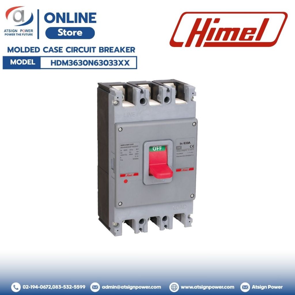 เบรกเกอร์ MCCB 3P 630A 50kA Himel รุ่น HDM3630N63033XX