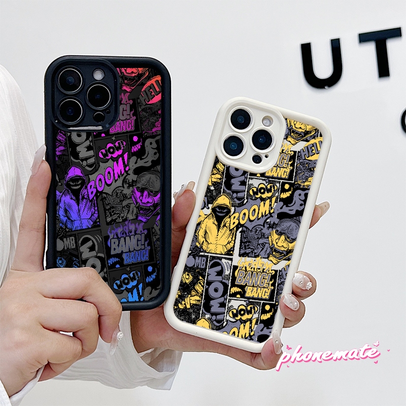 กรณี เคส  Realme C11 2021/C20 C21Y/C25Y C25/C12/C25s/Narzo20 C30/C30S C35 C55 C67 C75 แฟชั่น BOOM กราฟฟิตี้การ์ตูน