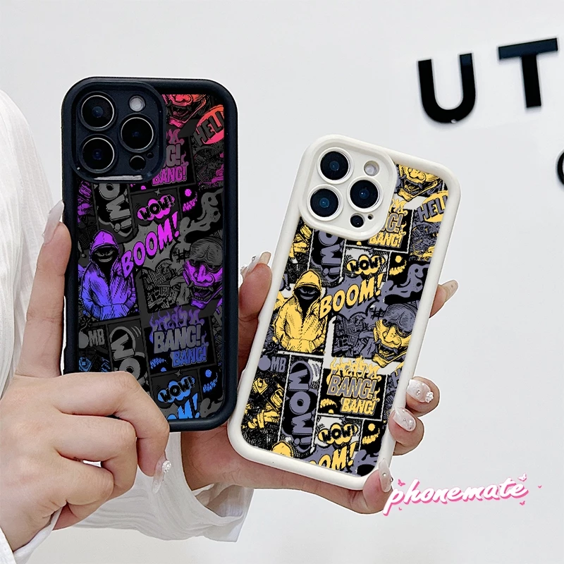 กรณี เคส Realme C11 2021/C20 C21Y/C25Y C25/C12/C25s/Narzo20 C30/C30S C35 C55 C67 C75 แฟชั่น BOOM กราฟฟิตี้การ์ตูน