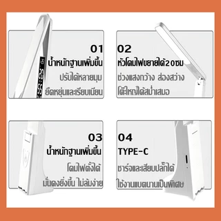 ✨รับประกัน 10 ปี✨ไฟอ่านหนังสือ โคมไฟตั้งโต๊ะ โคมไฟ LED พับได้ 2 หัว แสงนุ่มแบบรังผึ้งปกป้องดวงตา ชาร์จและปลั๊ก Desk Lamp