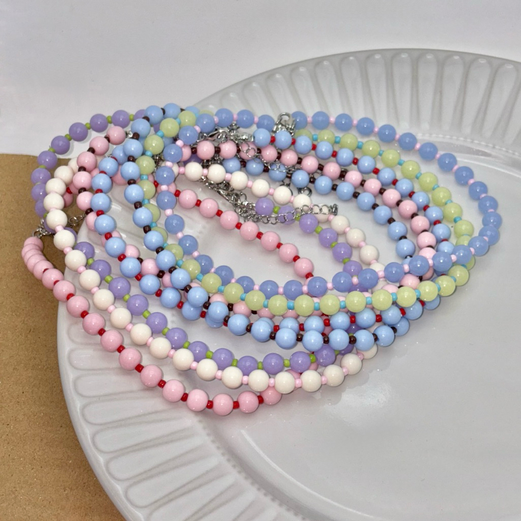 (3/8 mm) Piing me Necklace | สร้อยคอลูกปัดเม็ดใหญ่สลับลูกปัดเม็ดเล็ก (3/8 มิล)