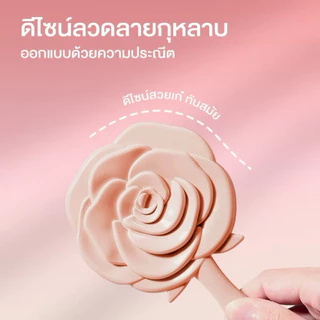 kingshopping（2201）กระจกแต่งหน้าแบบมีด้ามจับ รูปดอกกุหลาบ