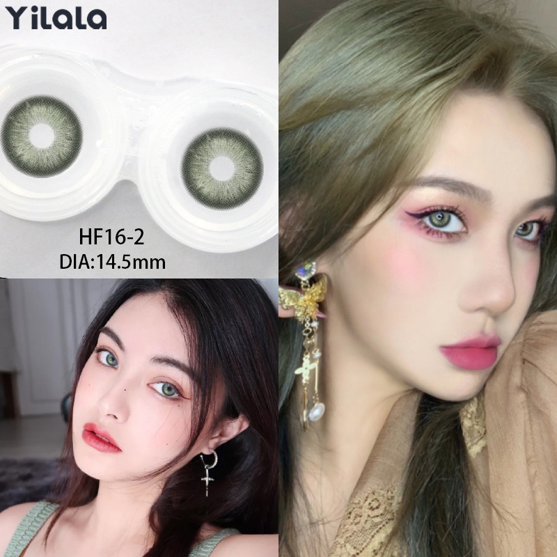 【24h shipping】Yilala คอนแทคเลนส์สายตาสั้น นิ่ม สีเทา ขนาดเล็ก 14.0 มม/14.2 มม/14.5มม.