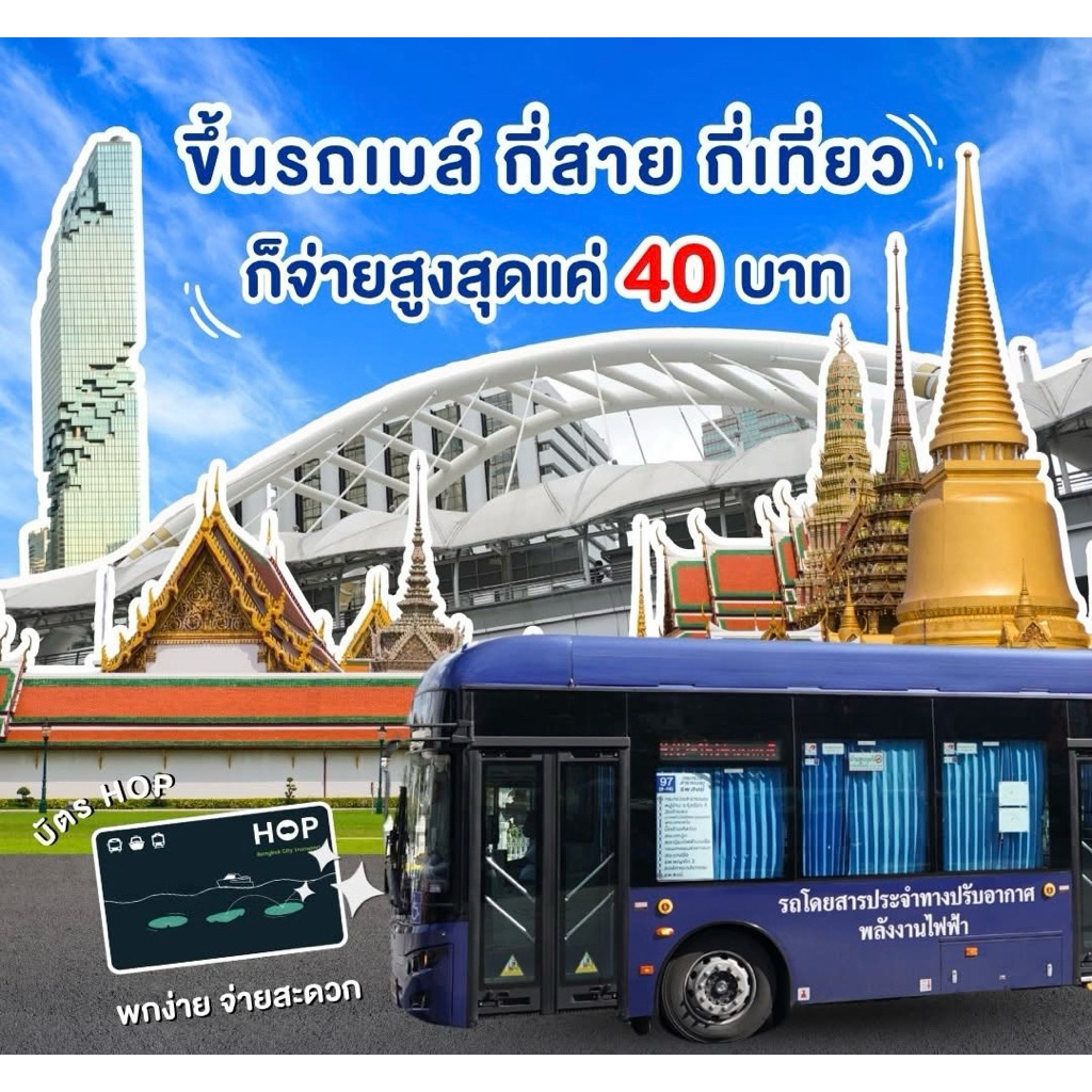 พร้อมส่ง บัตร Hop Card [ฮอปการ์ด] (ไม่มีเงินในบัตร) บัตรโดยสารอิเล็กทรอนิกส์แบบเติมเงิน จำนวน 1 ใบ
