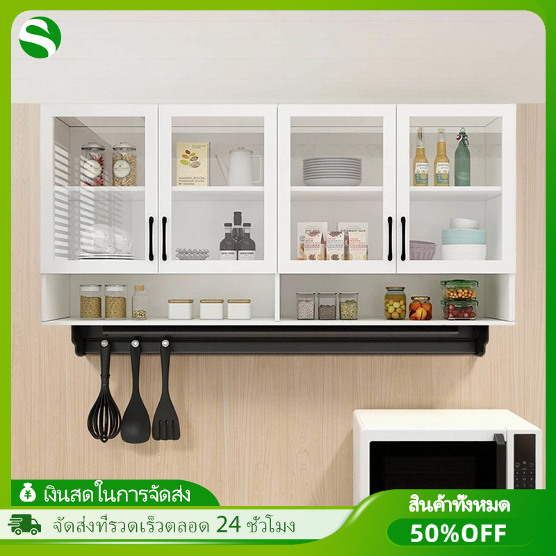 ตู้ครัวกระจก ตู้แขวนกระจกผนังห้องครัว ตู้เก็บของ