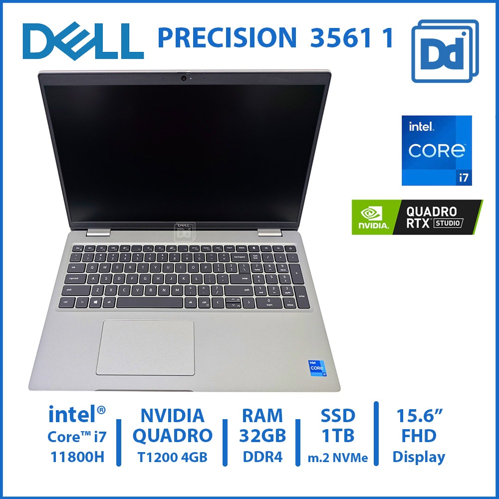 DELL PRECISION 3561 INTEL i7-11800H NVIDIA Quadro T1200 4GB RAM 32GB NVMe 1TB USED 1 โน๊ตบุ๊คทำงาน