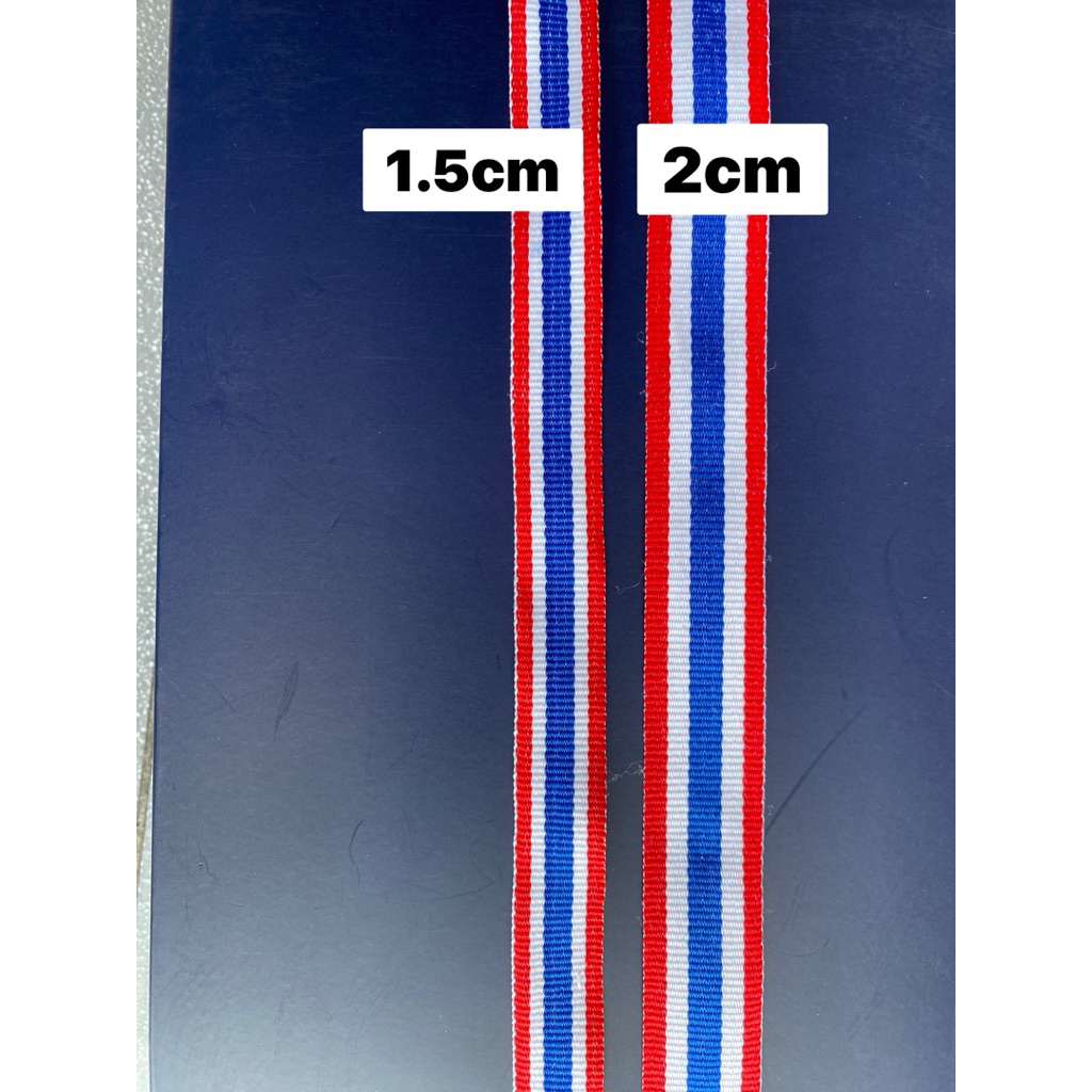 ริบบิ้นผ้าธงชาติไทย ริบบิ้นผูกผม ธงชาติไทย ขนาด 1.5cm 2cm