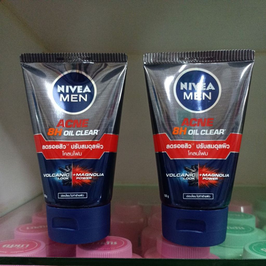 🌟 2 หลอดโฟมล้างหน้า สูตร สู้สิว ชาย นีเวีย เมน NIVEA MEN ACNE 8H OIL CLEAR MUD FOAM 100กรัม