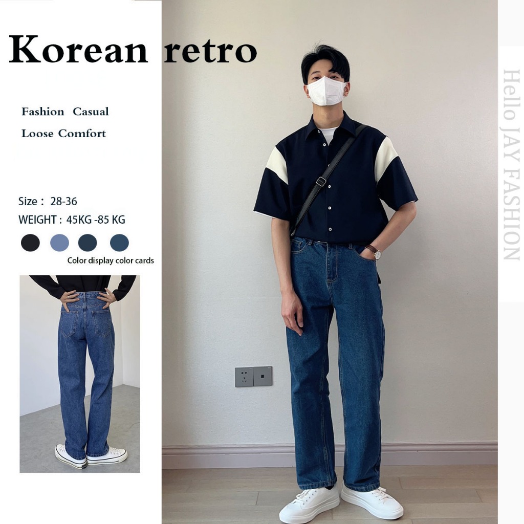 🔷Bottomstyle🔷สไตล์อเมริกัน กางเกงยีนส์ผู้ชาย baggy jeans ขากระบอก