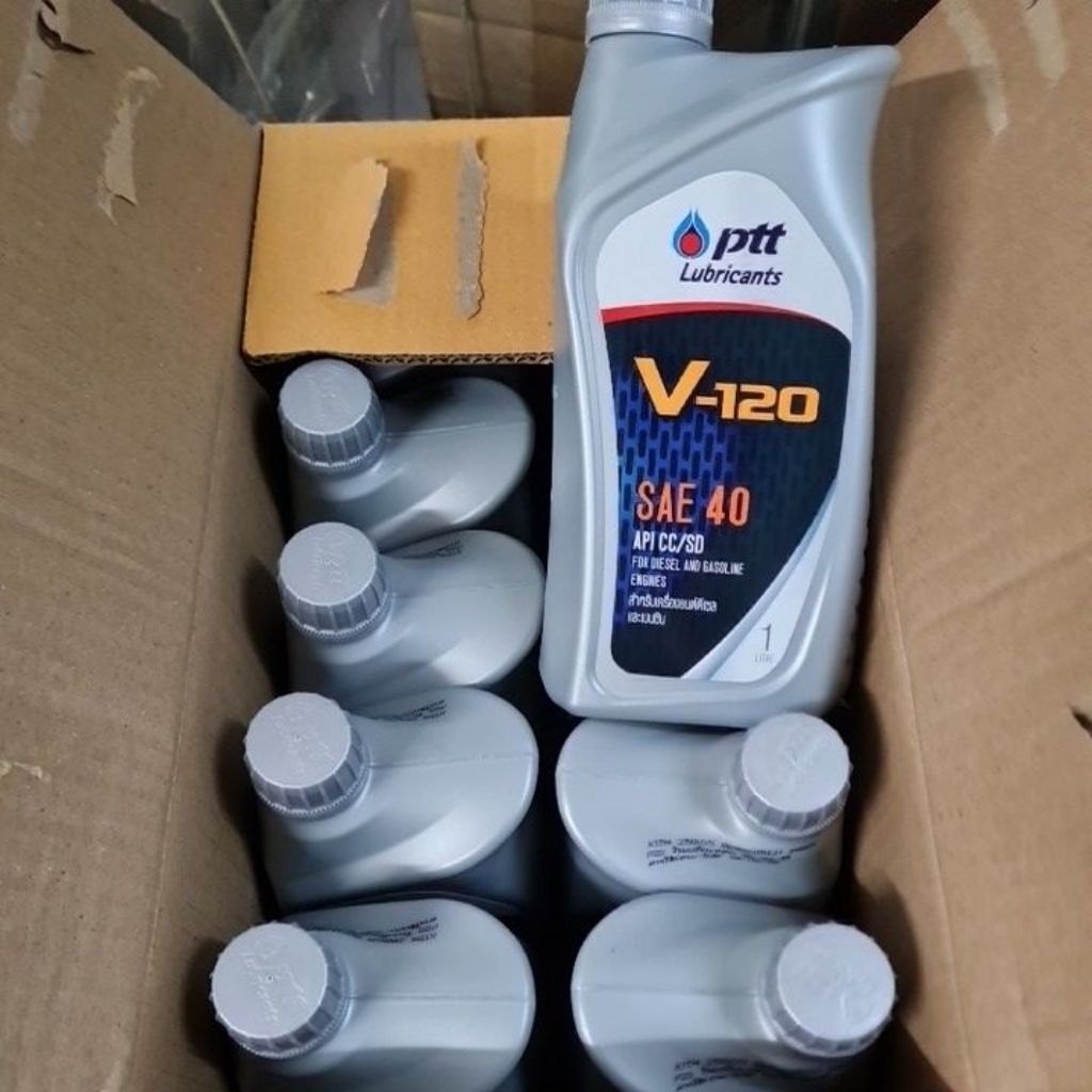 ** ยกลัง ** น้ำมันเครื่องปตท. วี120 PTT V-120 SAE 40 ขนาด 1 ลิตร 10 ขวด