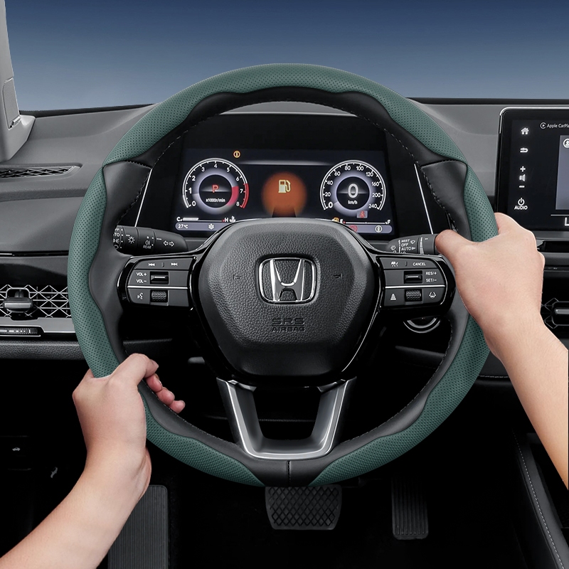 หุ้มพวงมาลัยเฉพาะรุ่น Honda ฮอนด้า หนังเจาะรูระบายอากาศ ดีไซน์แบ่งเป็นช่วง บางพิเศษ City/HR‑V/Civic/Jazz/CR‑V/Accord/CRV