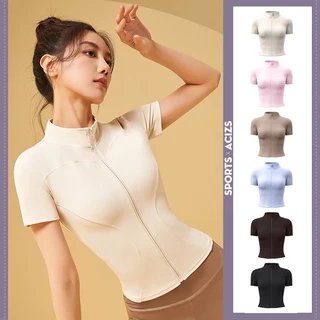 mvp sport ซิปคอยืน เสื้อกีฬาแขนสั้น เสื้อแจ็คเก็ตลำลองสำหรับวิ่งกลางแจ้ง เสื้อกีฬา