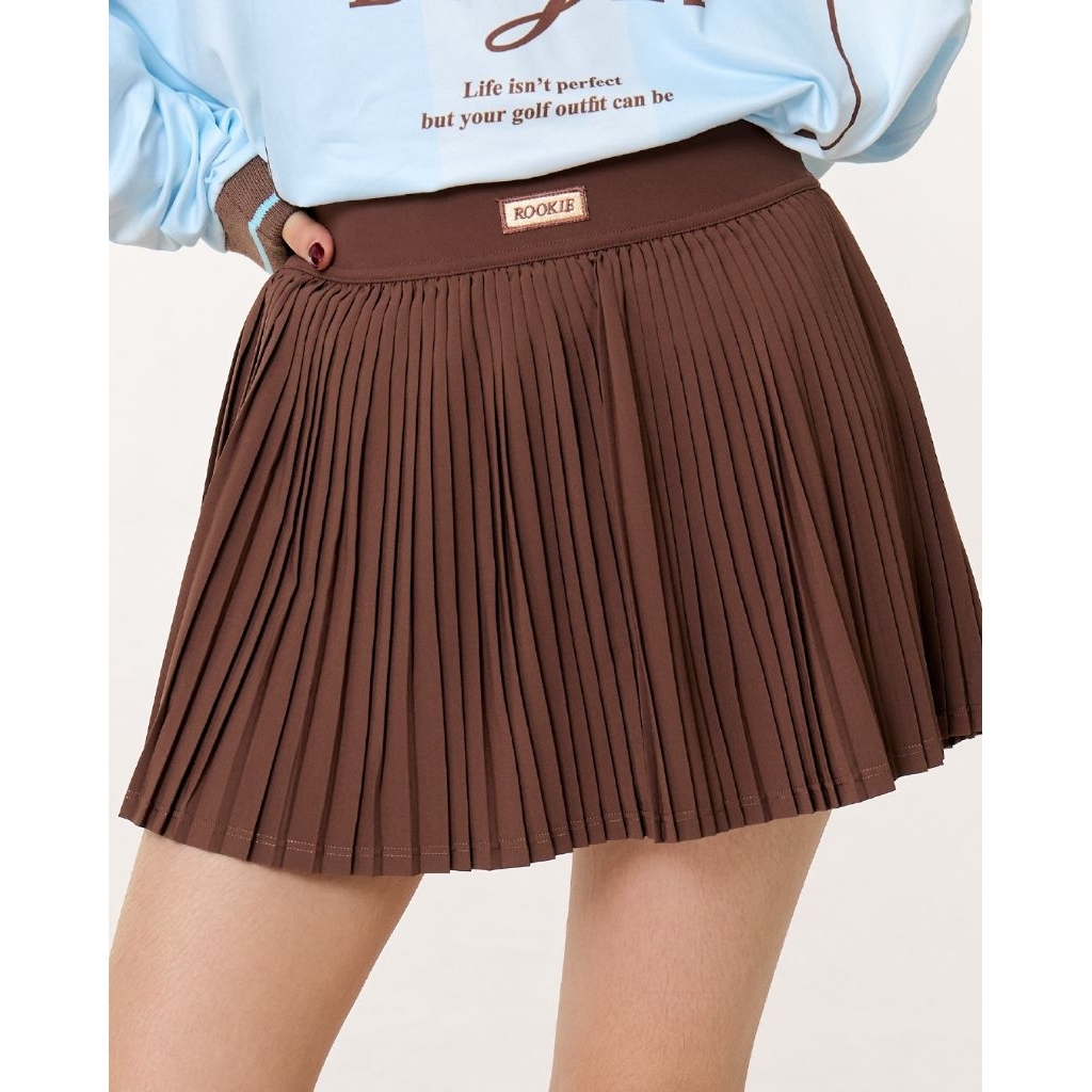 Wolfie Pleats - กระโปรงพลีทน้ำตาลมีซับใน