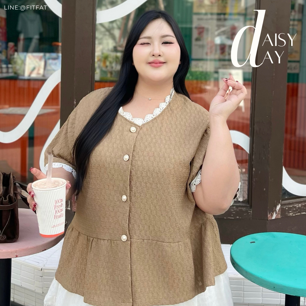 Daisy Day เสื้อสาวอวบ น่ารักๆ อกหน้าผ้า 56" เนื้อยืดนิ่ม กระดุมใช้งานได้จริง ชายด้านล่างพรางพุงได้ งานสวยใส่สวยมากค่ะ