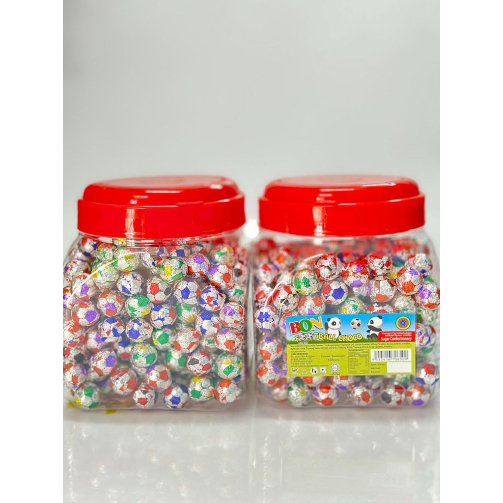 [Hot พร้อมส่ง] BON BON ช็อกโกแลตฟุตบอล Football Chocolate  1 กระปุก บรรจุ 300 ลูก ช็อกโกแลตล้วน มีฮา