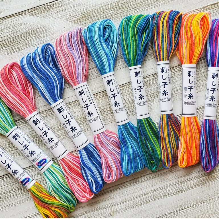 Olympus Sashiko Thread ด้ายซาชิโกะ สีเหลือบ (ความยาว 20m / 100m) แท้จากญี่ปุ่น