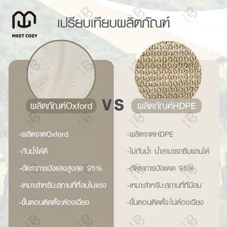 MEET COZY ผ้าบังแดด HDPE/160GSM ผ้าใบกลางแจ้ง กันยูวี ผ้าใบบังแดด# 1 FB-K