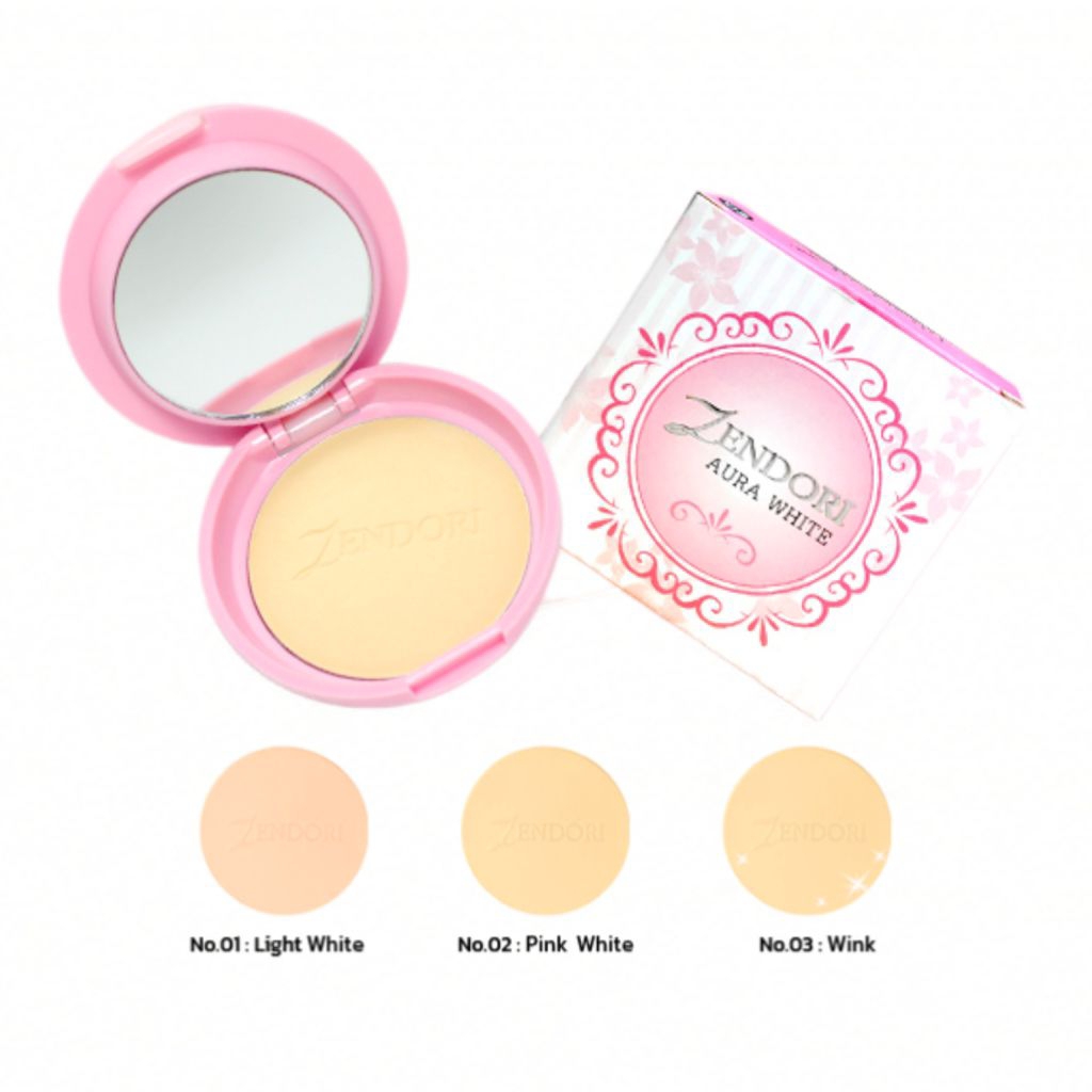 แป้งพัฟ เซนโดริ ออร่า ไวท์ Zendori Aura White Powder ชมพู