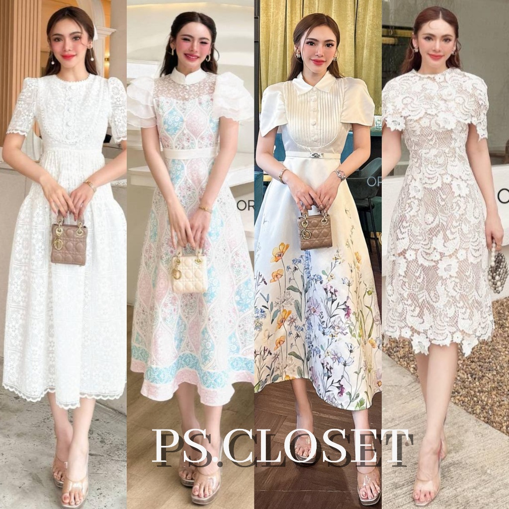 ❣️พร้อมส่ง📌 Orange รวมชุดเรียบหรู  สีขาว ลูกไม้ ใส่ออกงาน งานบุญ งานบวช แฟนนาค PS.CLOSET