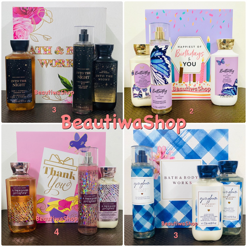 ของขวัญชุด 3 ชิ้น Bath And Body Works Signature Body lotion / Shower Gel / Body Mist  ชุดดูแลผิวพร้อมกล่องหรู