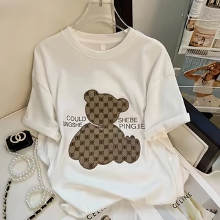 R.M✨ชุดเซ็ตผู้หญิง 2 ชิ้น เสื้อ+กางเกงขาสั้น ลายปักตัวอักษร สไตล์เกาหลี ทรงโอเวอร์ไซซ์ ใส่สบาย -T008