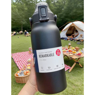 🔥พร้อมหลอด🔥 กระติกน้ำ ขวดนำ 1.8L/1.5L/1L แท้งค์สแตนเลส316 เกรดดี คุณภาพ100% มีหูหิ้ว เก็บความเย็น-ร้อน 12-24 ชั่วโมง