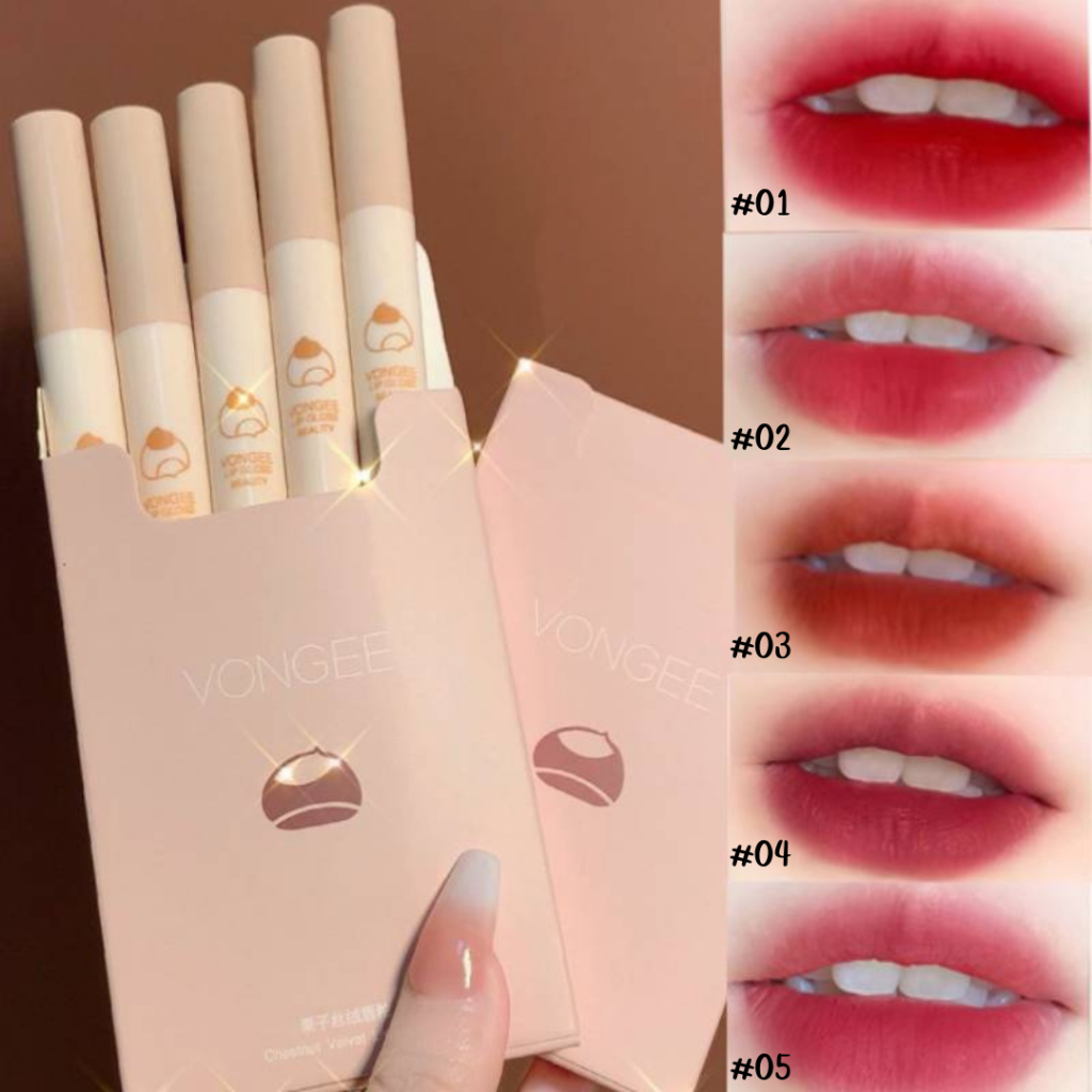 ลิปเซ็ตสุดคิวท์ 5 สีในกล่องเดียว! กลิ่นหอมอ่อนๆ น่าใช้เหมือนขนมหวาน แพ็กเกจมินิมอลน่ารัก ใครเห็นก็หลง เนื้อนุ่ม E192
