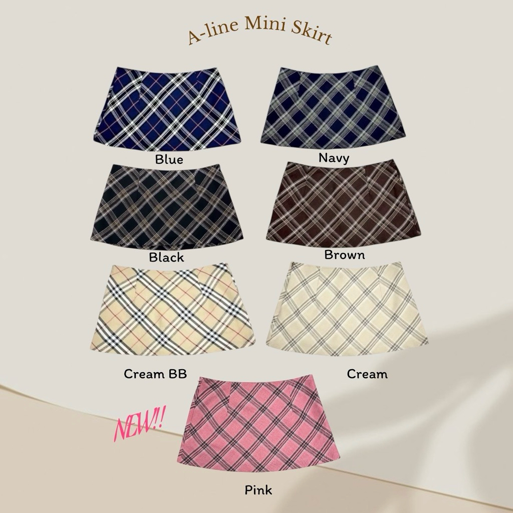 HH588❤️‍🔥 A-line Mini Checked Skirt (490.-)