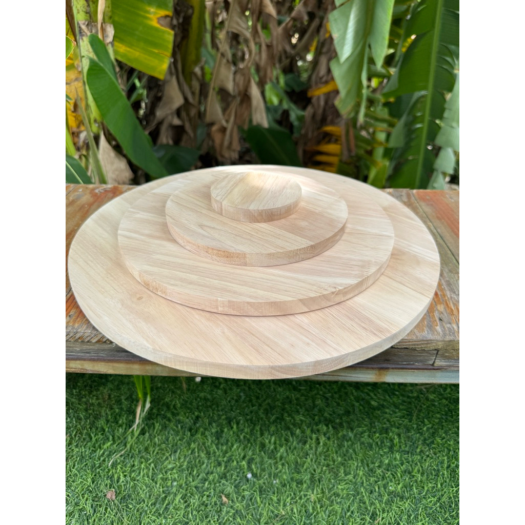 ไม้แผ่นกลม หนา15มิล เกรดAAไม่มีตาไม้ ขนาดกว้าง30-40cm ทำจากไม้แท้ยางพาราประสาน ตัดด้วยเครื่องcncเท่ากันทุกแผ่น - รูปที่ 4