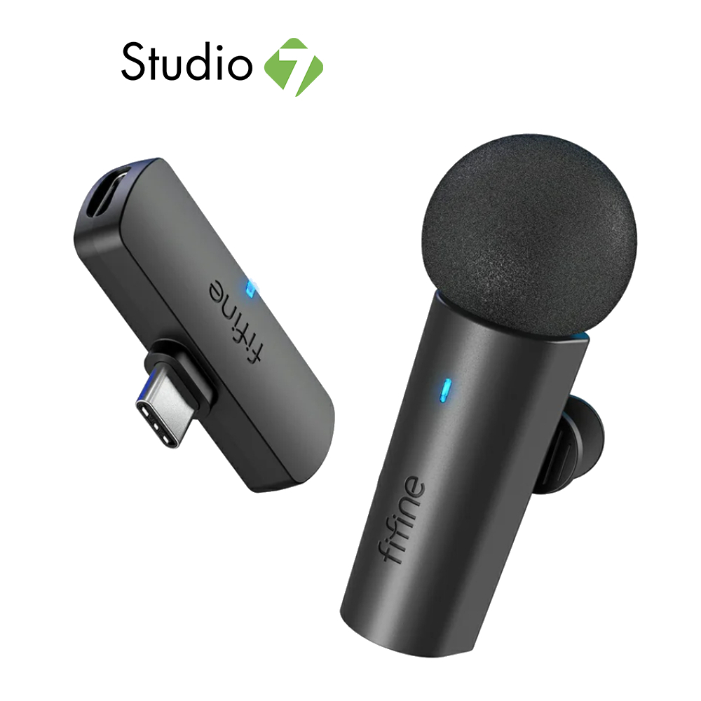 ไมโครโฟน Fifine M6 USB-C Wireless Lapel Mic Black by Studio7
