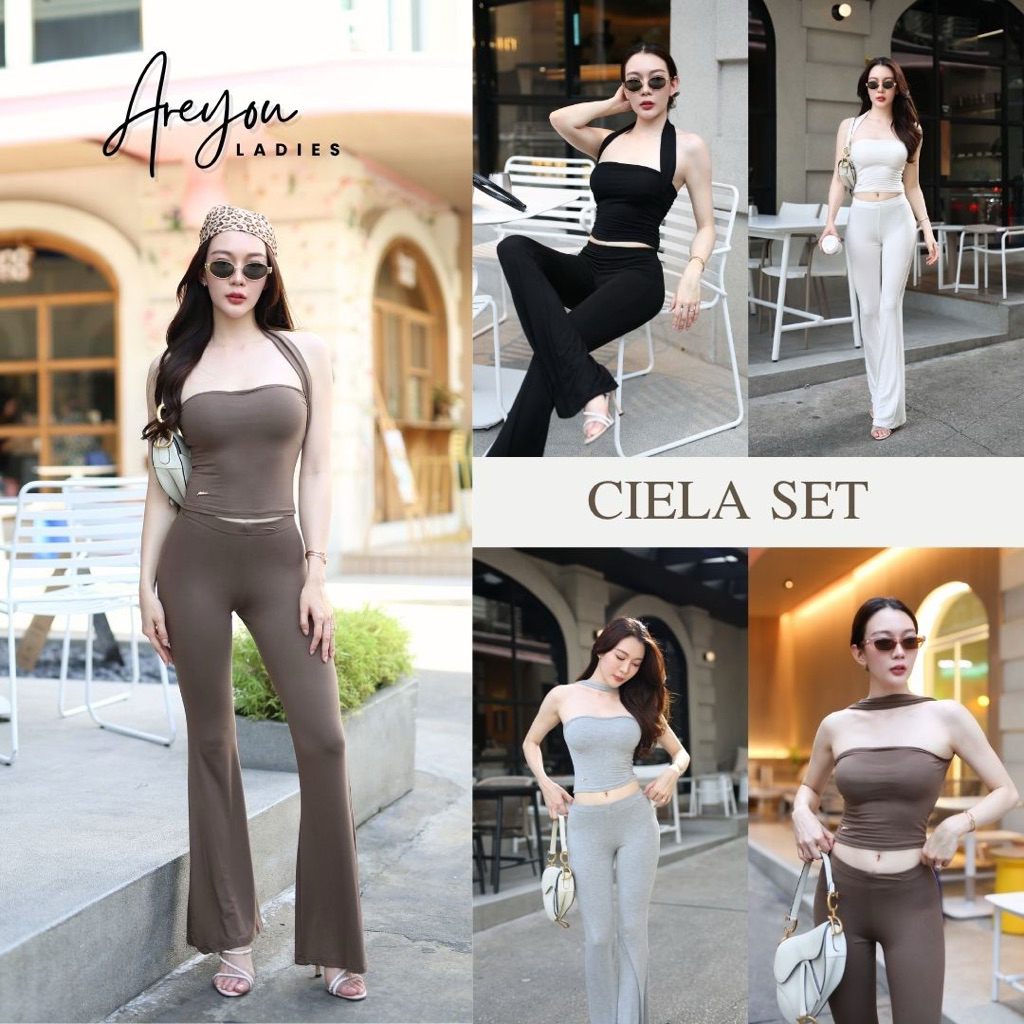 NO.565 Ciela Set ชุดเซทสายเดี่ยวคล้องคอ เสื้อ+กางเกง ใส่แล้วหุ่นสวยมาก