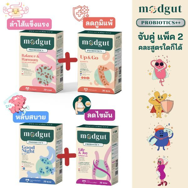 [เซตคู่ Duo] Modgut Probiotics ++ ดูแลสุขภาพ ตอบโจทย์ครบตามอาการของคุณ พร้อมแก้ไขตามอาการ