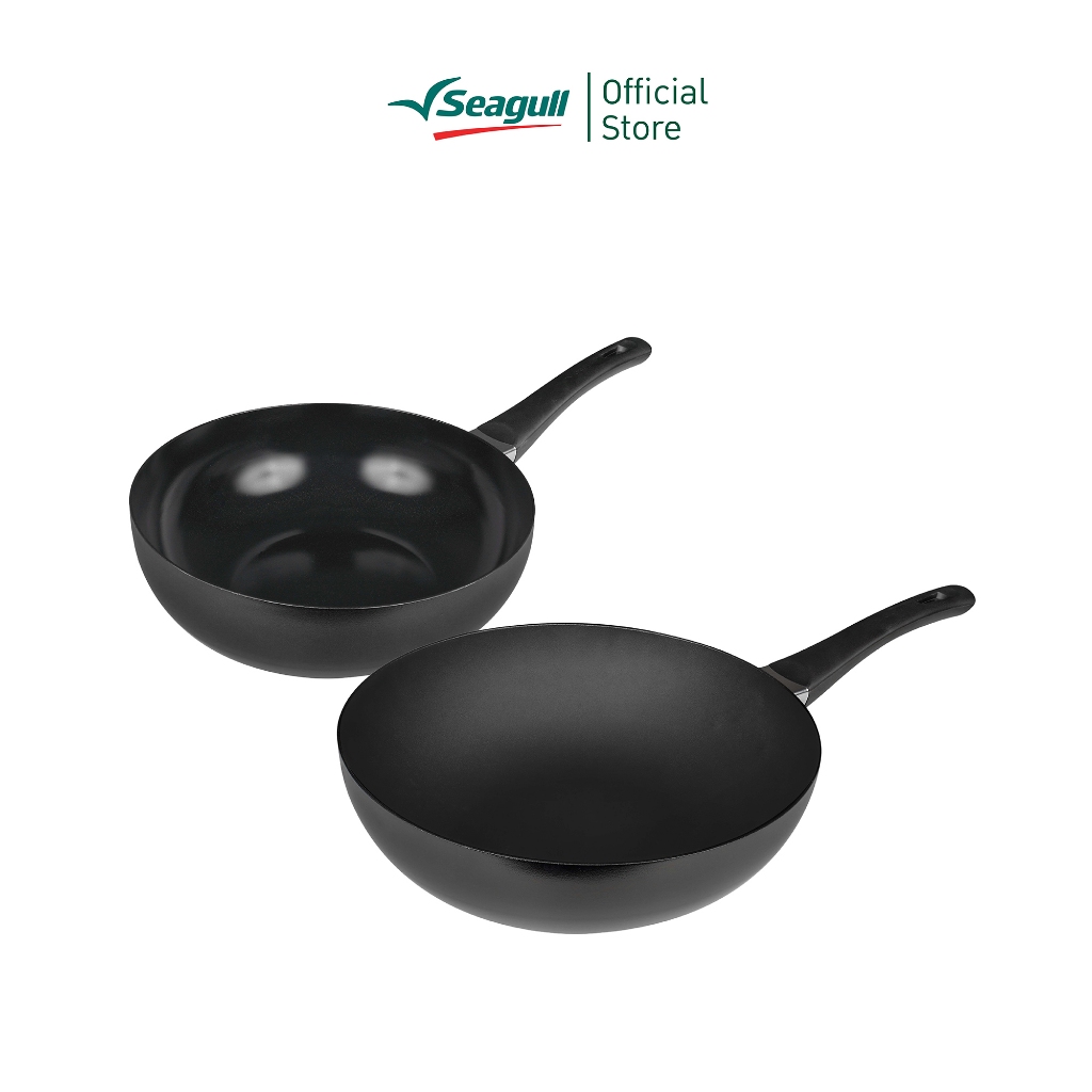 Seagull กระทะทรงลึกนอนสติ๊ก พรีเมียม แบล็ค อินดักชั่น Premium Black Non-stick Deep Fry Pan Induction มีให้เลือก 2 ขนาด