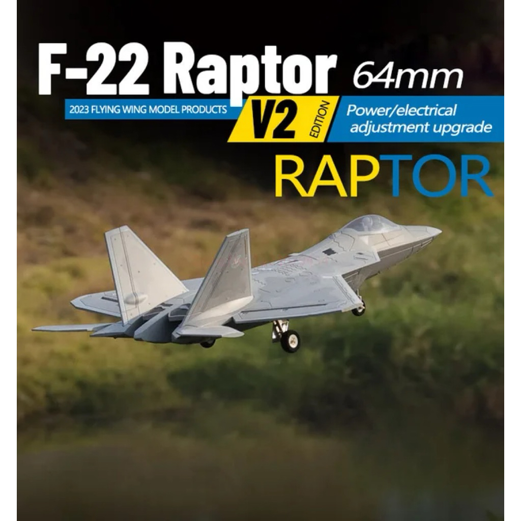 เครื่องบินบังคับวิทยุ Freewing F-22 Raptor V2 64mm Jet PNP ซึ่งเป็นเครื่องบินจำลองของเครื่องบินขับไล