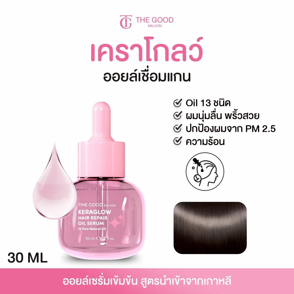 Keraglow Hair Repair Oil Serum ออยล์บำรุงผม เชื่อมแกนผม ฟื้นฟูผมเสีย คืนผมสวย เคราติน สูตรเกาหลี thumbnail 3