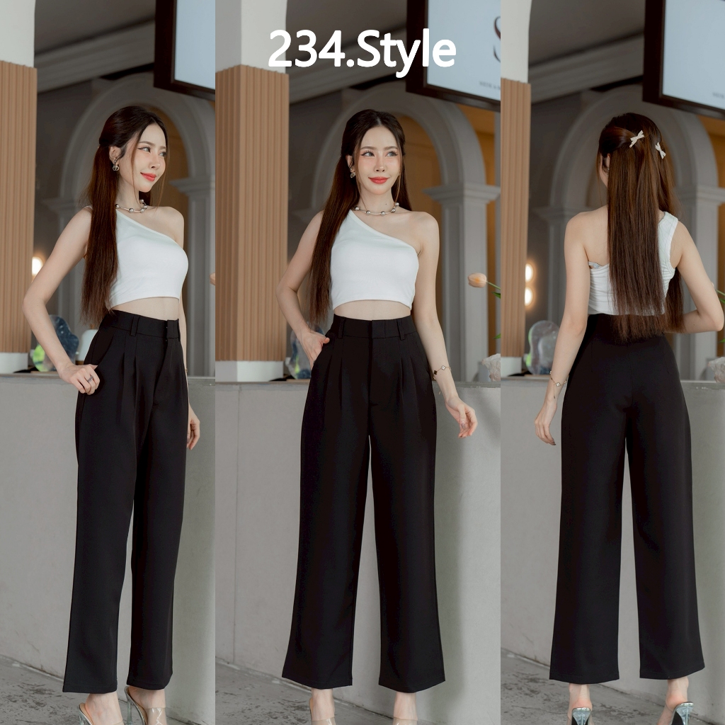 TF01 กางเกงทรงบอยตะขอหน้า เก็บทรง เอวสูง ผ้าท็อฟฟี่ ใส่ทำงาน แมตซ์ได้ทุกลุค - รูปที่ 5