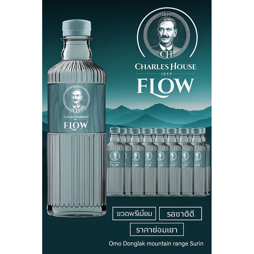 CHARLES HOUSE FLOW น้ำแร่จากเทือกเขาพนมดงรัก จังหวัด สุรินทร์ ประเทศไทย